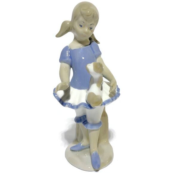 Castille Ballerina Girl With Cat Porcelain Figurine 8.5" In Style of Lladro - Picture 1 of 7